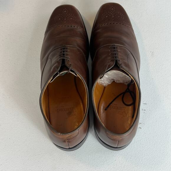 Allen Edmonds Dress Shoes Mens 9.5D Dryden Brown Leather Cap Toe Brogue Oxfords